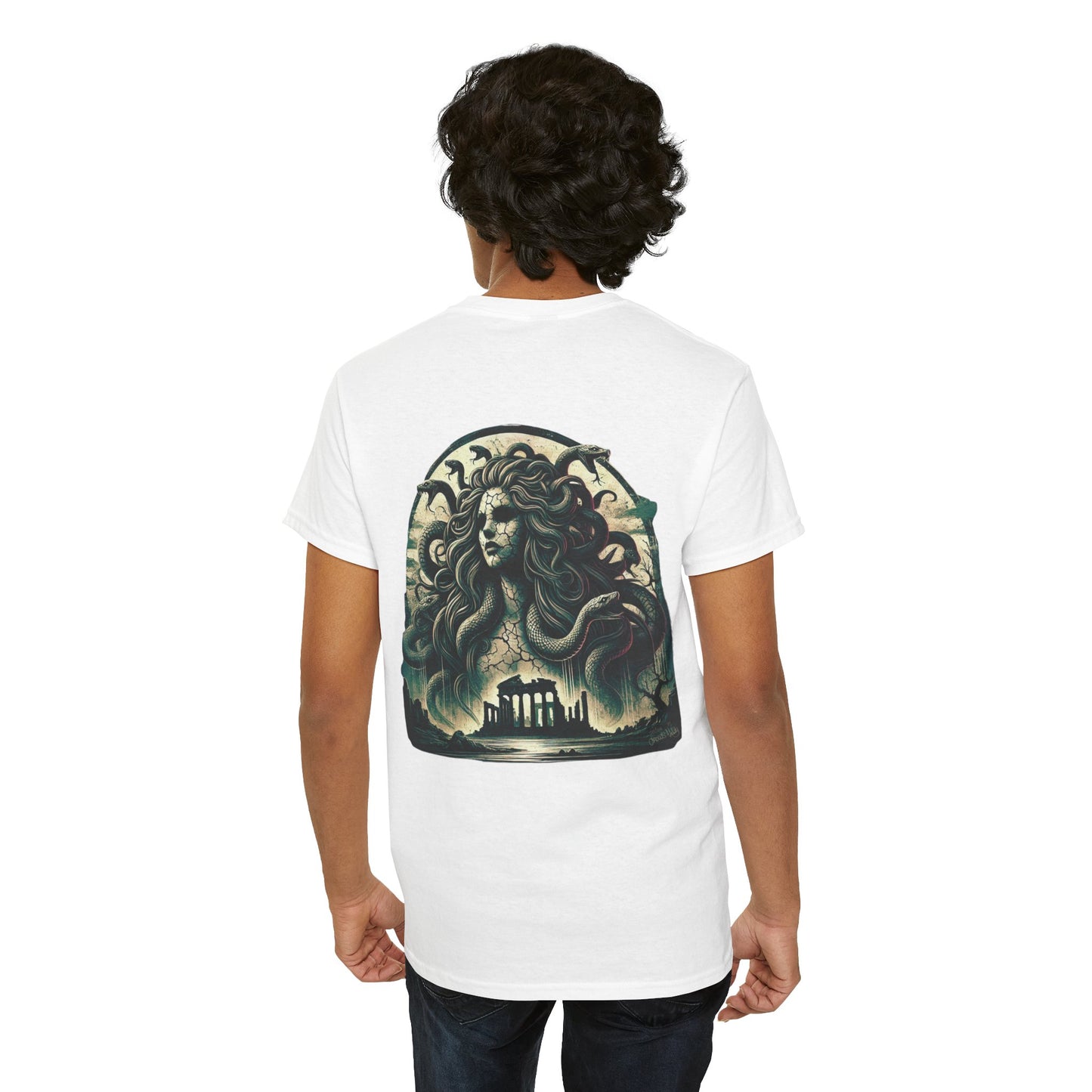 🌀 Camiseta Medusa & El Guerrero Maldito 🏛️