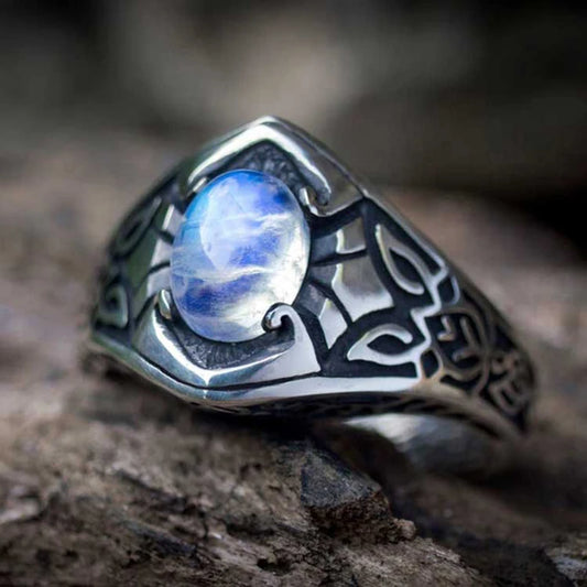 Anillo Lunar Celta – Piedra de la Luna & Magia Mística