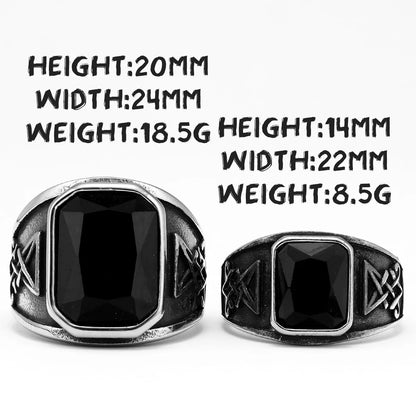 Anillo de Acero – Gema Negra & Estilo Gótico